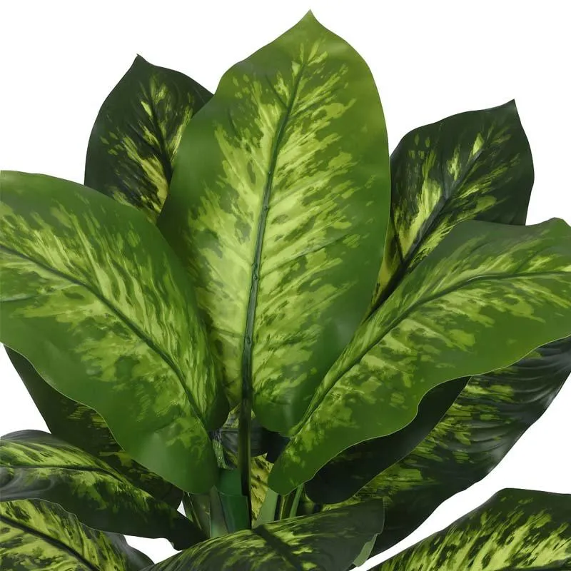 Faux Lush Dieffenbachia Plant With Black Plastic Pot - 3.0 Feet media 5