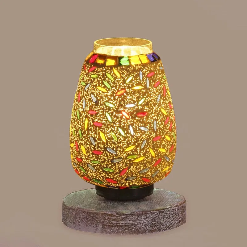 Illumia Glass Table Lamp With Wooden Base - Multicolor media 7