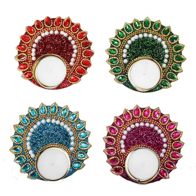 Roshna Jewelled Tea Light Holder (Round) - Set Of Four media 4