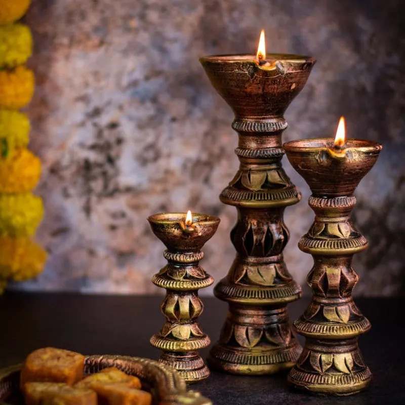 Vintage Charm Diya - Set Of Three media 8