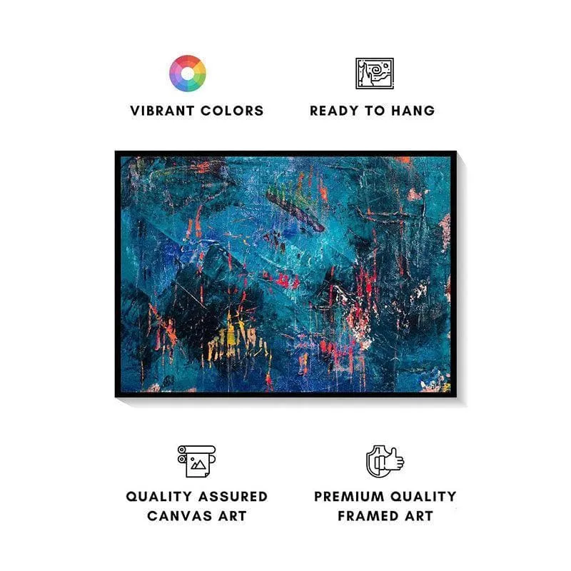 Cobalt Blue Abstract Canvas Painting - Black Frame media 4