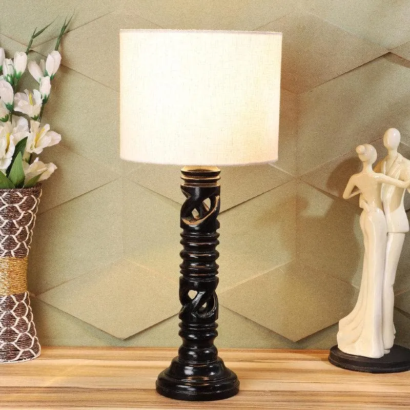 Urbane Wynn Fabric Table Lamp - White,Black media 1