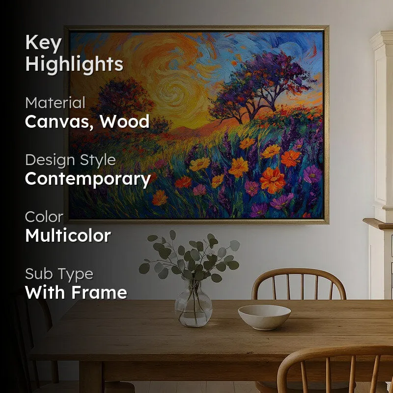 Twilight Blossoms Canvas Wall Painting With Frame media 2