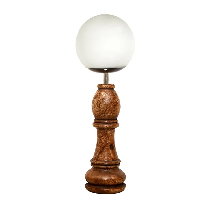 Chess Bishop Wooden Table Lamp - Brown,White media 3