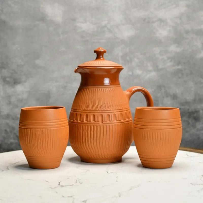Glance Terracotta Jug with Glasses - Three Piece Set media 1