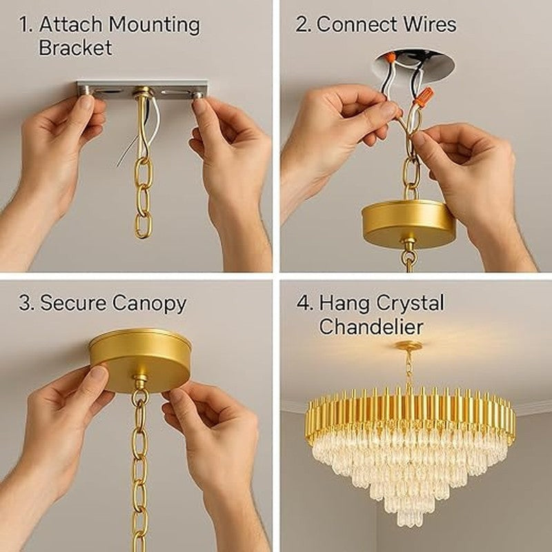 Opulent Glow Metal Chandelier - Gold media 4