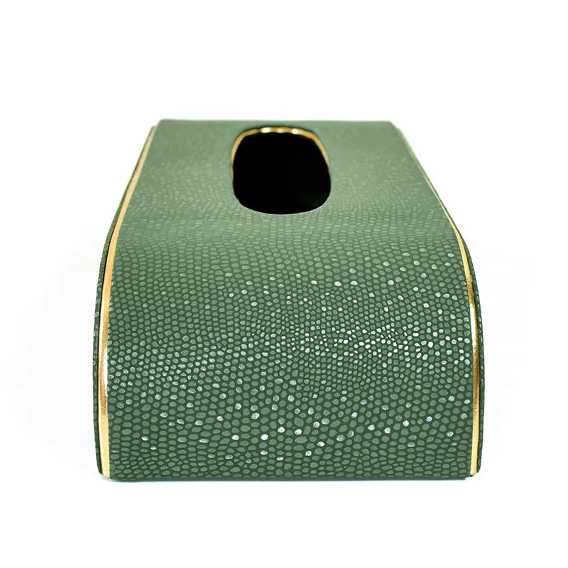 Tisquo Curve Faux Leather Tissue Box - Olive Green media 4