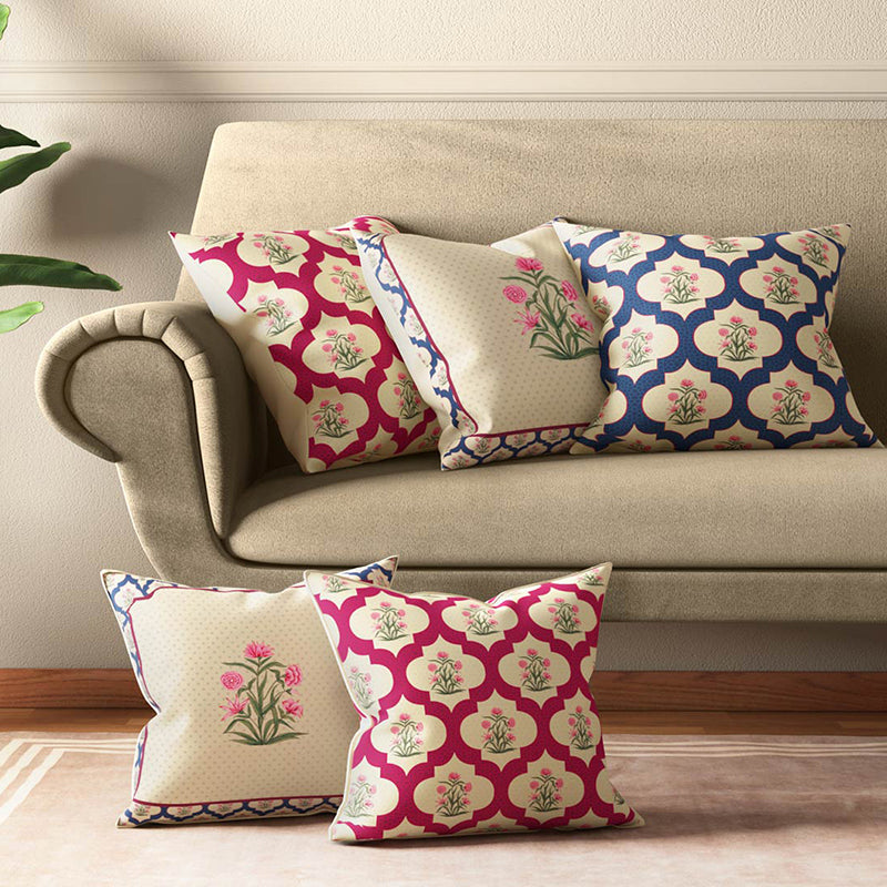 India Circus Poppy Portal Printed Satin Polyester Satin Cushion Cover - Set Of Five media 3