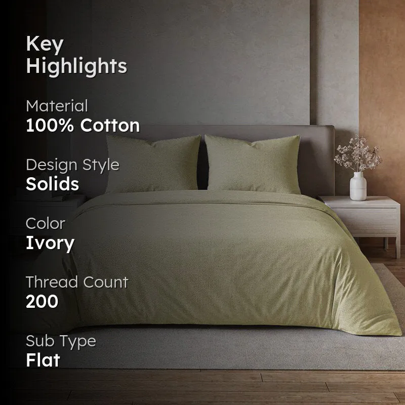 Maison Solid Cotton King Bedsheet (Ivory) - 200 TC - 2