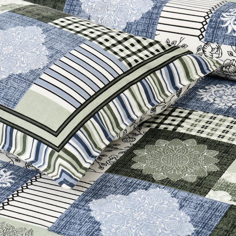 Aankhen Ethnic Cotton Bedsheet (Blue,White) - 160 TC media 5