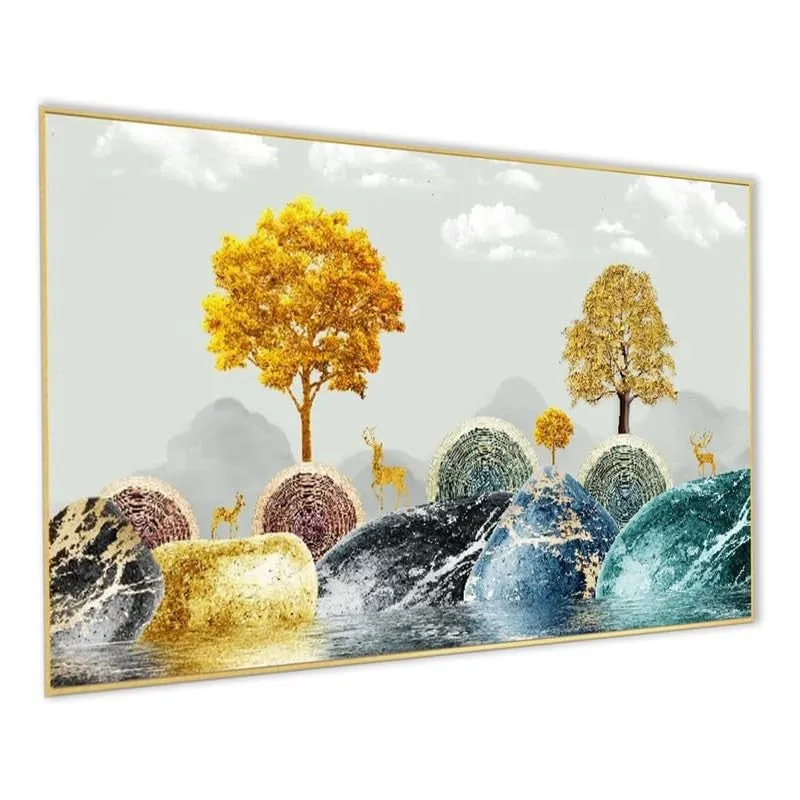 Golden Utopia Canvas Wall Painting With Frame media 5