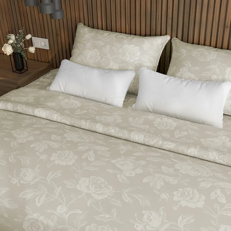 Blooming Rose Jacquard Cotton Bedsheet (Beige) - 300 TC media 8