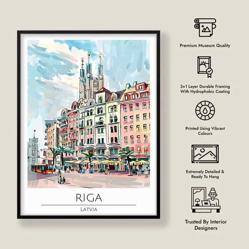 Vintage Riga Framed Canvas Wall Painting media 8