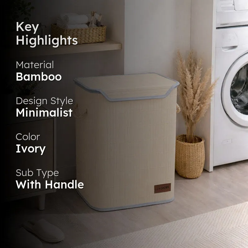 Strap Bamboo Laundry Basket - Cream media 2