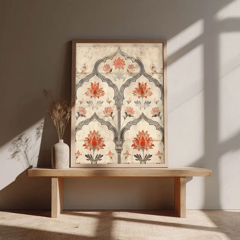Lotus Arch Canvas Wall Painting With Brown Frame media 8