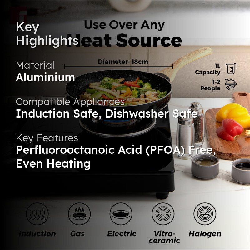 Bergner Induction Safe Frying Pan With Lid - 1000 ml/7 Inches media 2