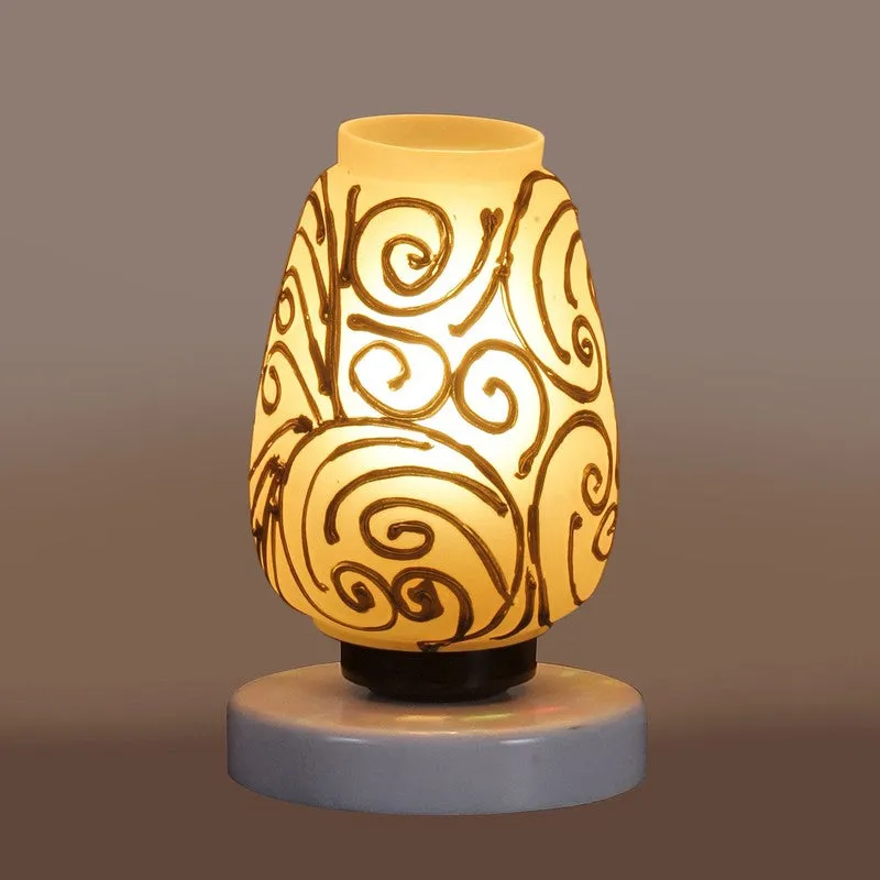Everdeen Glass Table Lamp With Wooden Base - White & Gold media 7