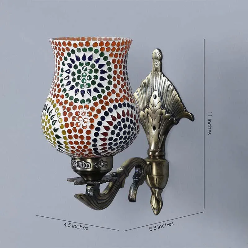 Mandala Pied Glass & Metal Wall Lamp - Multicolor media 8