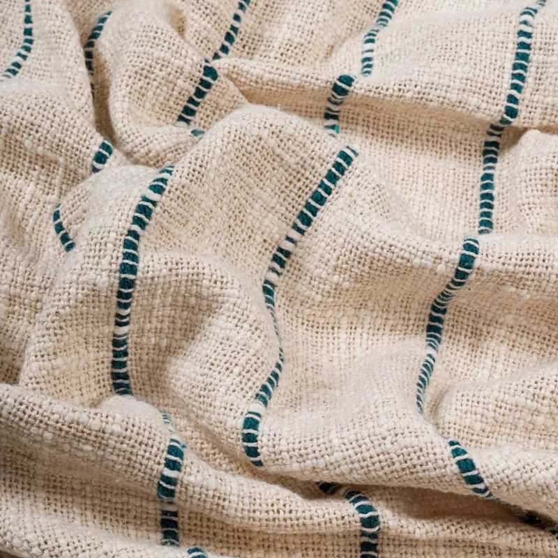 Cocoa Stitch Striped Throw - Off White & Blue media 4