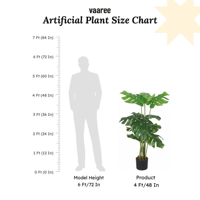 Faux Lush Swiss Cheese Monstera Plant With Black Plastic Pot - 4 Feet media 6
