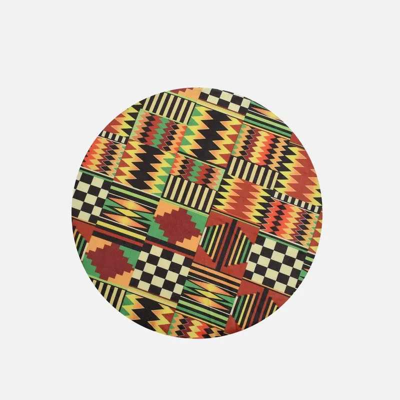Colorway Kente-print Multicolor Engineered Wood Ottoman media 5