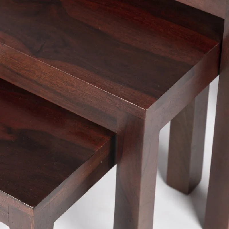 Sverox Sheesham Wooden Side & Bedside Table (Taupe) - Set Of Three media 7