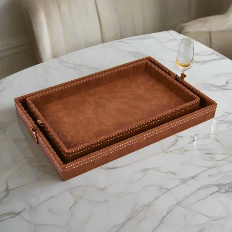 Elara Dote Serving Tray (Brown) - Set Of Two media 1