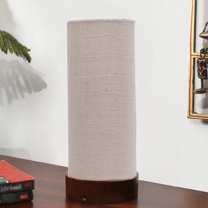 Jaala Tower Wooden Table Lamp With Jute Shade - Grey,Brown media 3