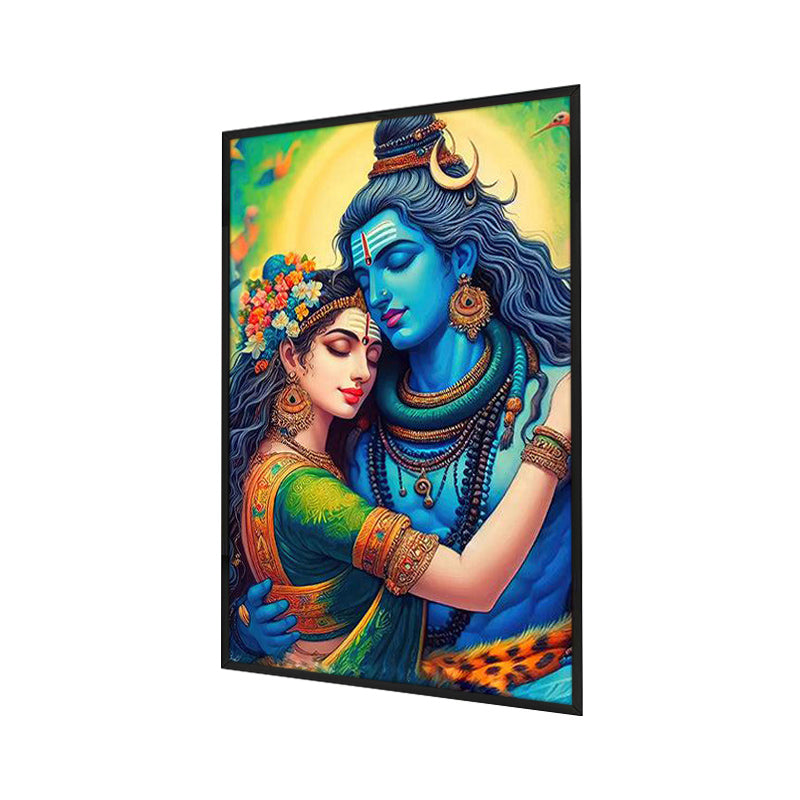 Shiva Shakthi Wall Painting With Frame media 3