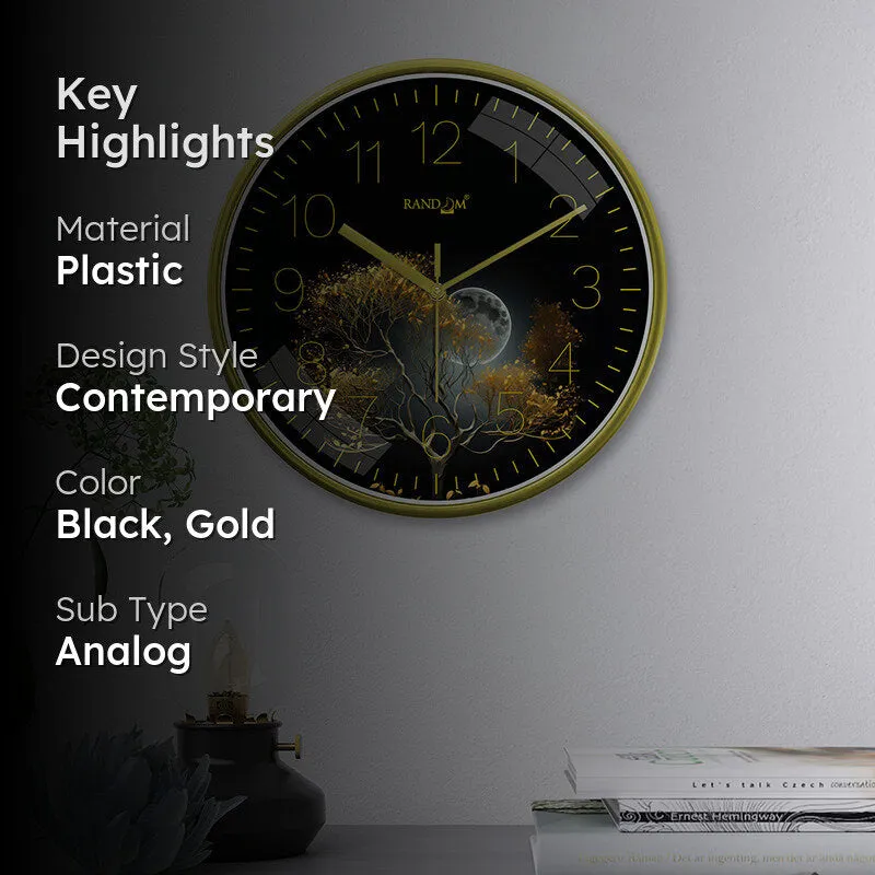 Midnight Moon Plastic Wall Clock media 2