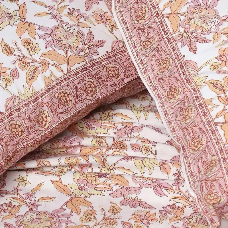 Pink Jungle of Flowers Cotton Bedsheet - 144 TC media 6