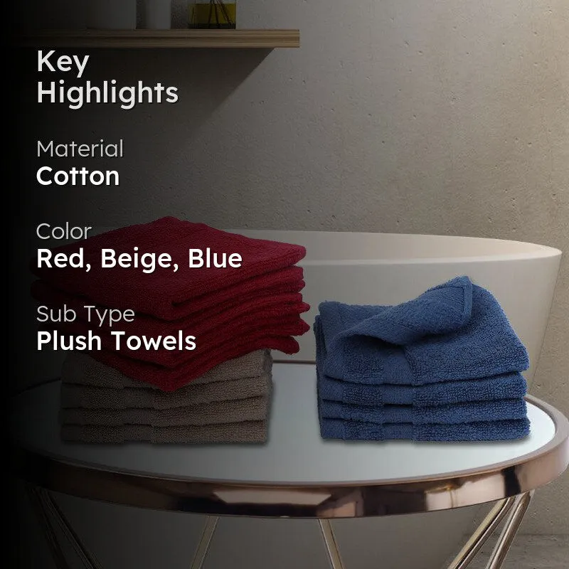 Serene Miorah Face Towel (Red,Blue,Beige) - Set Of Twelve media 2