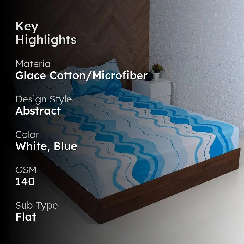 Udva Blue Wave Microfiber Bedsheet - 140 GSM media 2
