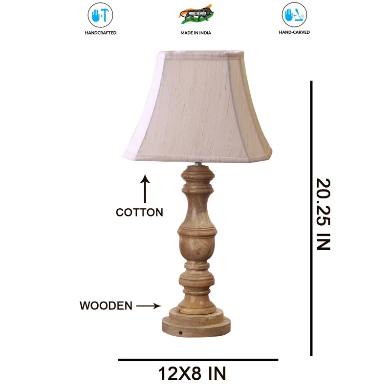 Allume I Carve Wooden Table Lamp - White,Brown media 7