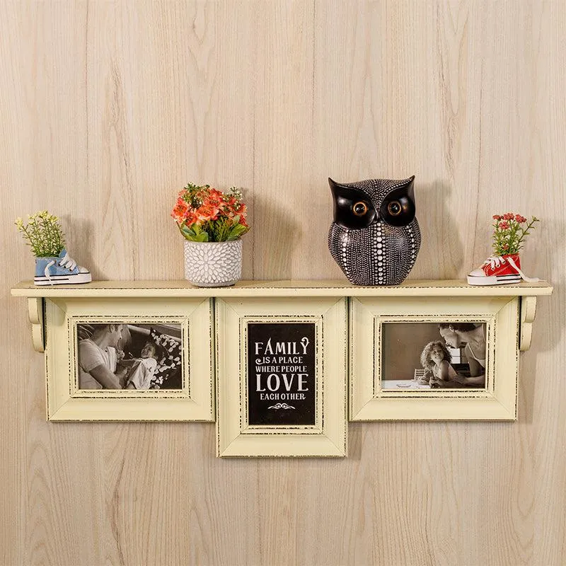 Memoria Wooden Photo Frame With Wall Shelf - Ivory media 1