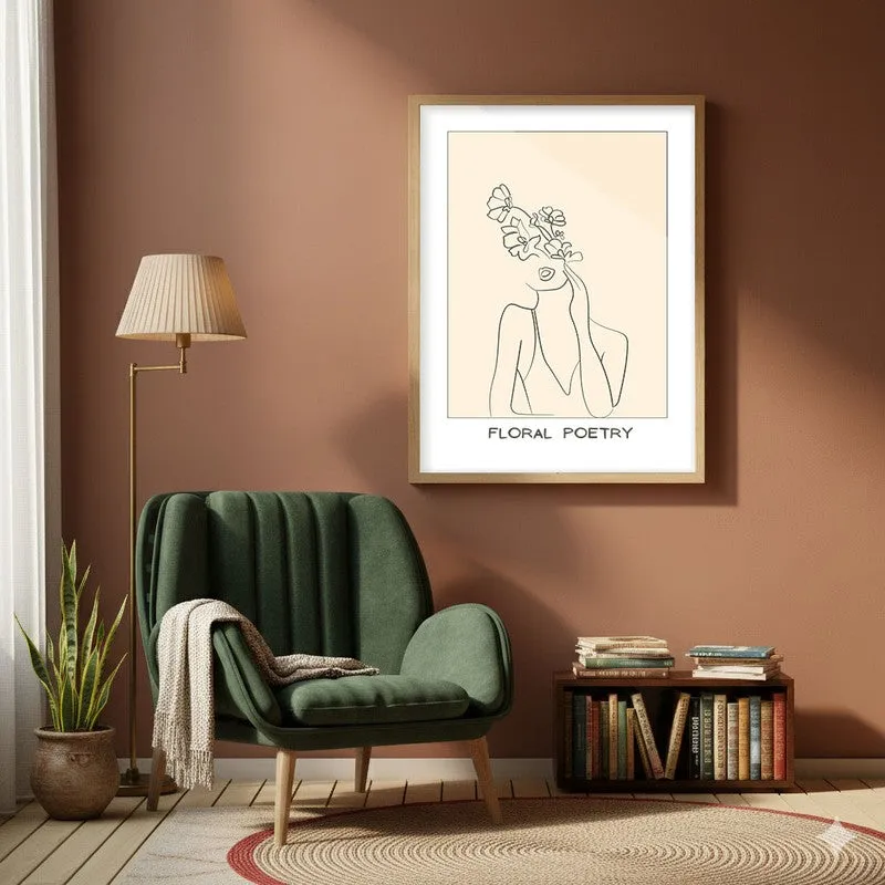 Petal Thoughts Canvas Wall Painting With Brown Frame media 6