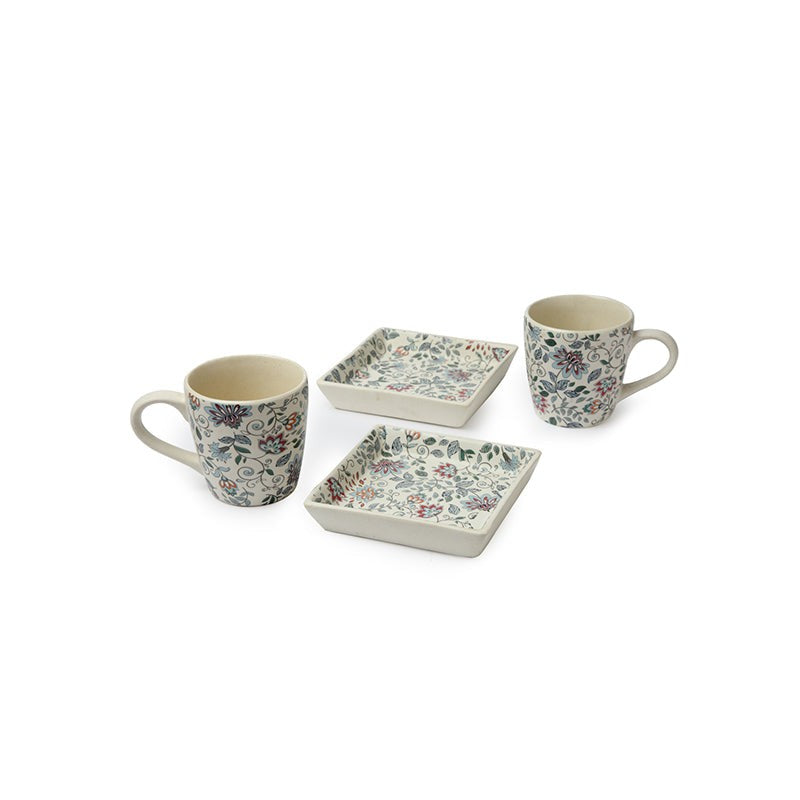 Exora Floral Cup And Tray - Four Piece Set media 3