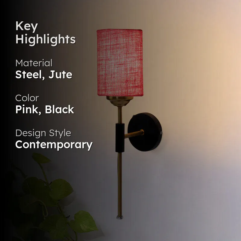 Beryll Cylindrical Jute Wall Lamp - Pink media 2