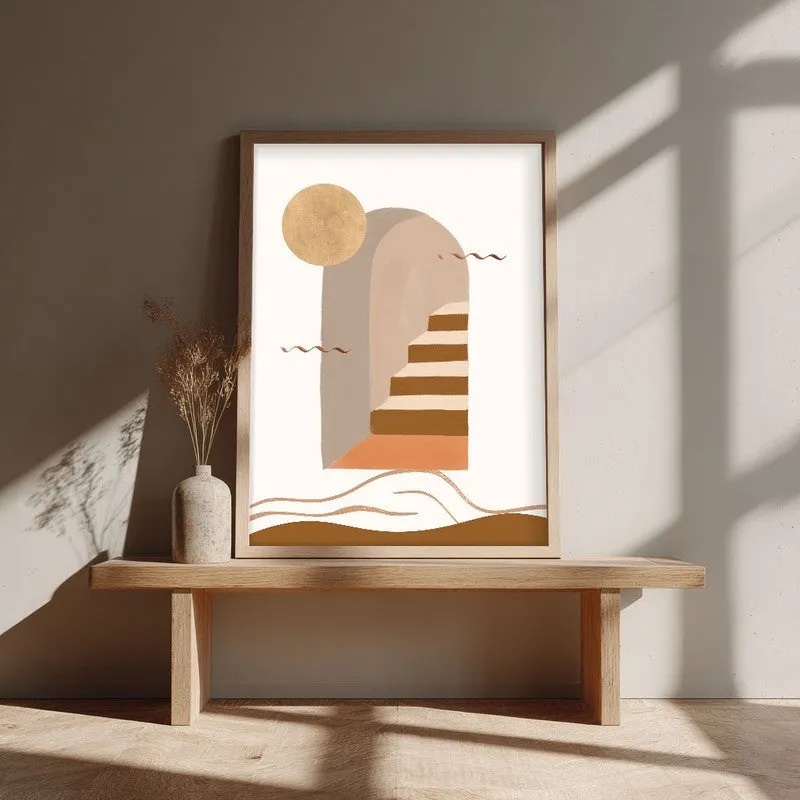 Steps to Serenity Canvas Wall Painting With Brown Frame media 4