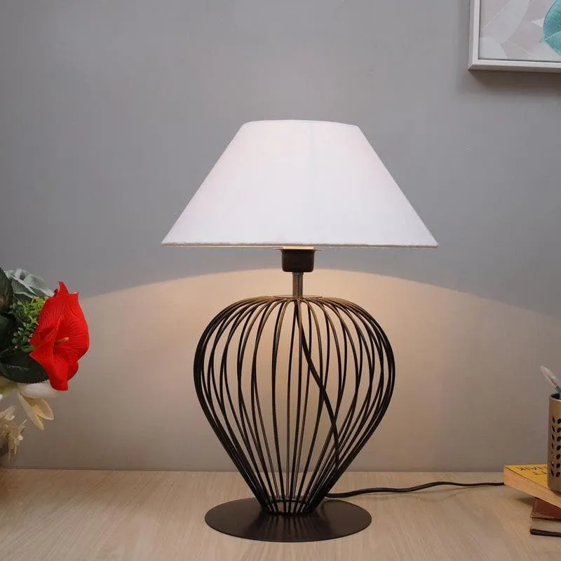 Renisa Fabric Table Lamp - White,Black media 1