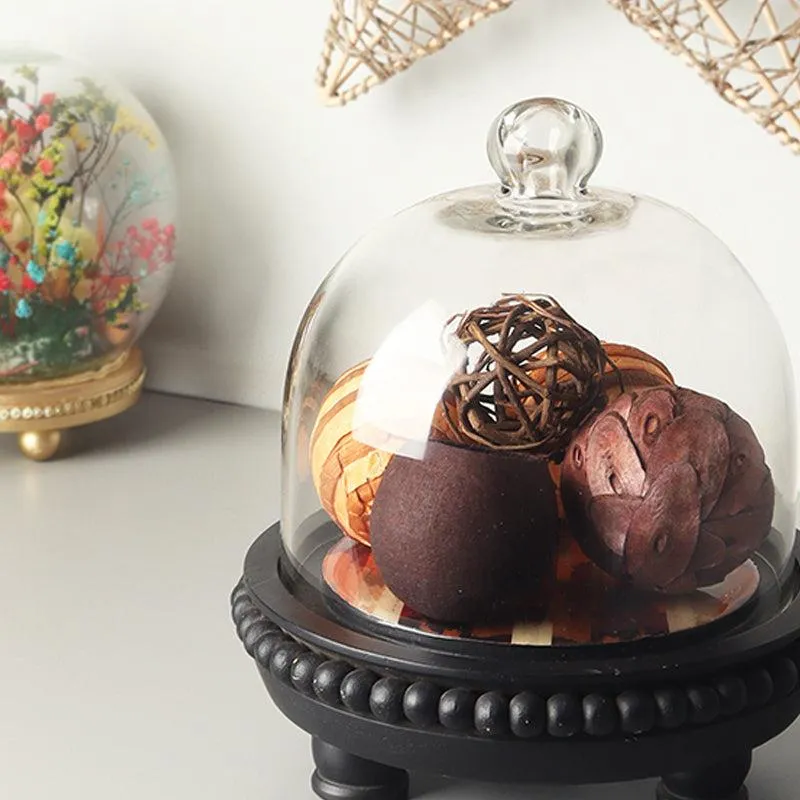 Tavira Mango Wood Cake Stand With Dome- Glass Cover media 4