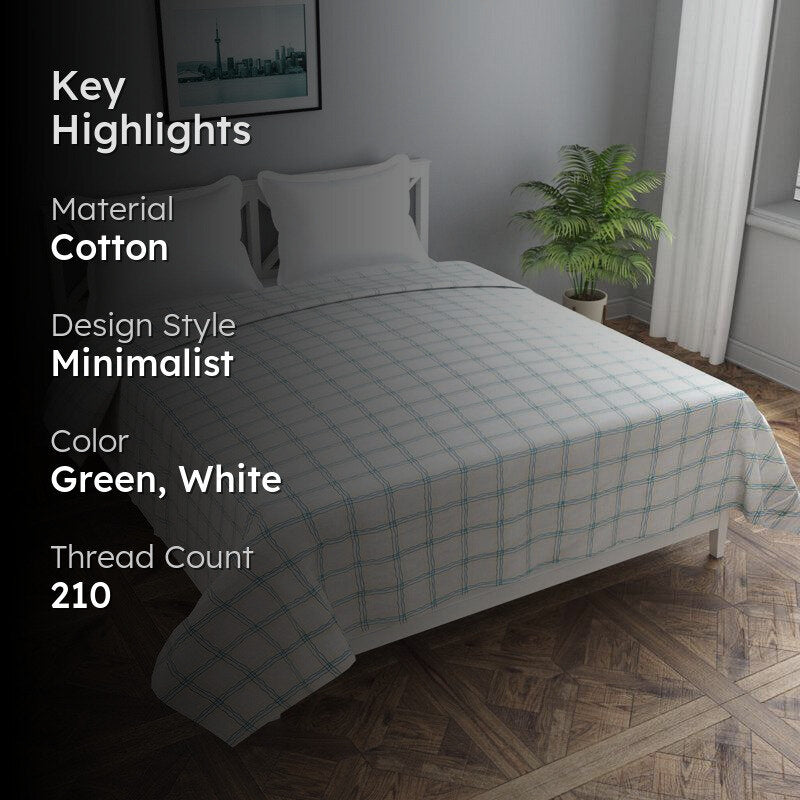 Trellis Tranquility
 Cotton Duvet Cover (Green & White) - 210 TC media 2