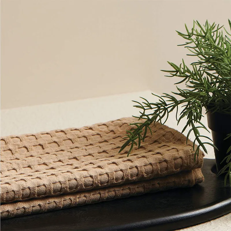 Alyssa Pebble Textured Waffle Towel Combo (Sand) - Four Piece Set media 1