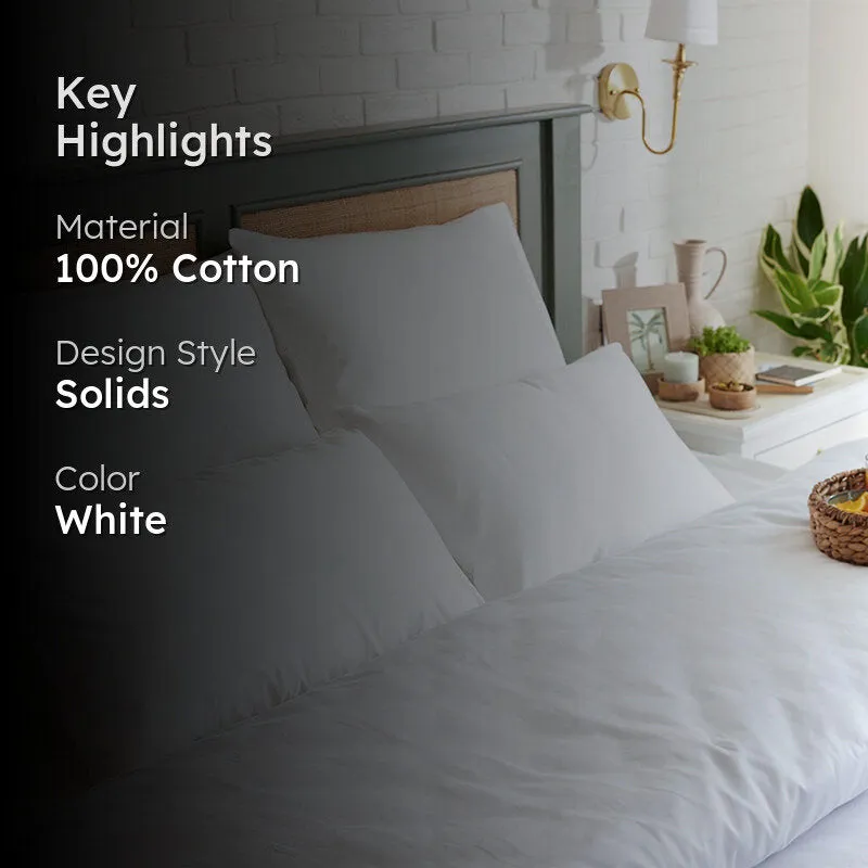 Maison Solid Cotton Pillow Cover (White,1000TC) - Set Of Two media 2