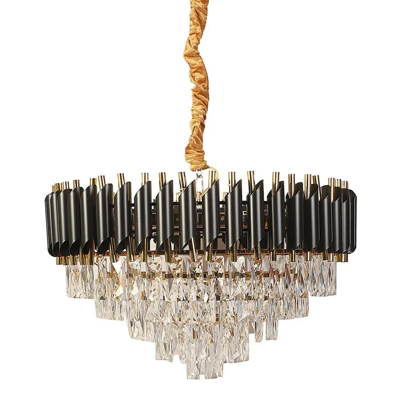 Auristra Crystal Cluster Chandelier - Black & Gold media 4
