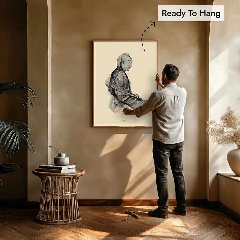 Resting Thought Buddha Archival Paper Wall Painting With Brown Frame media 6