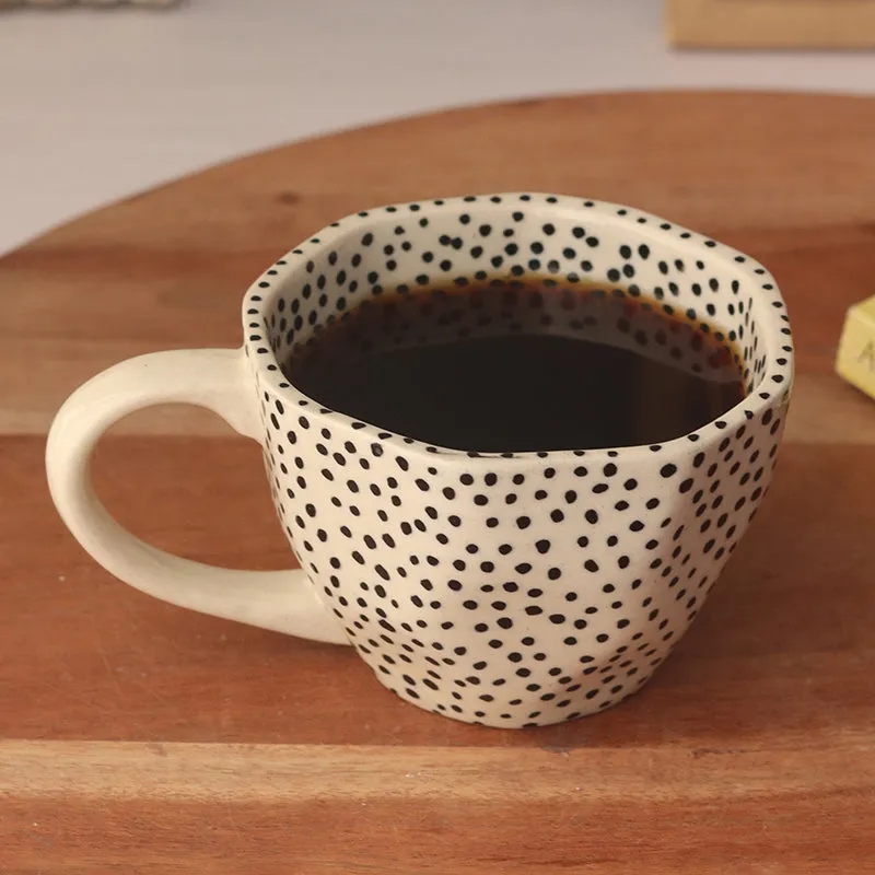 Polka Ceramic Tea Cup (230 mL)/White,Black) media 5