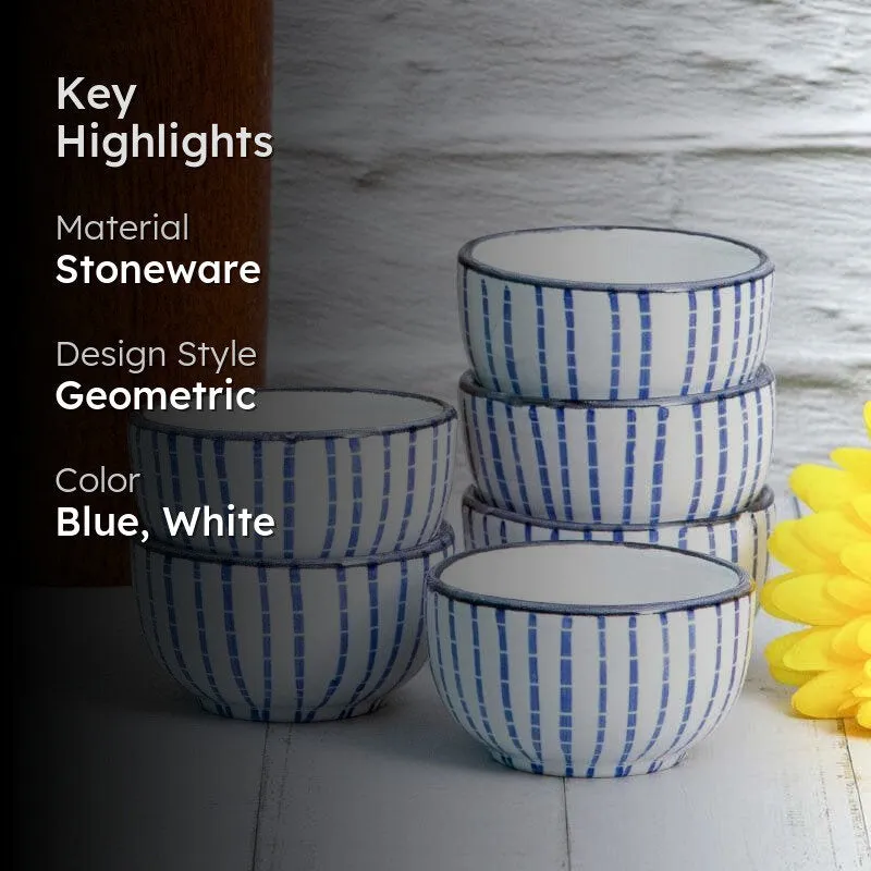 Azure Stripe Bowl - Set Of Six media 2