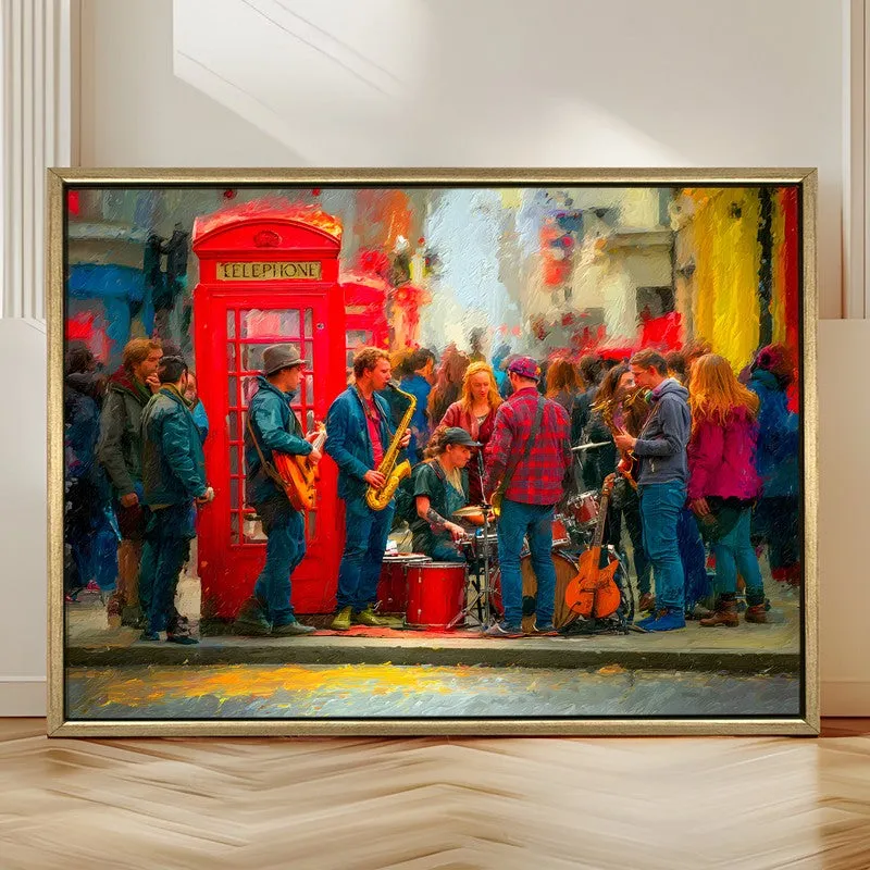 Red Booth Canvas Wall Painting With Frame media 4