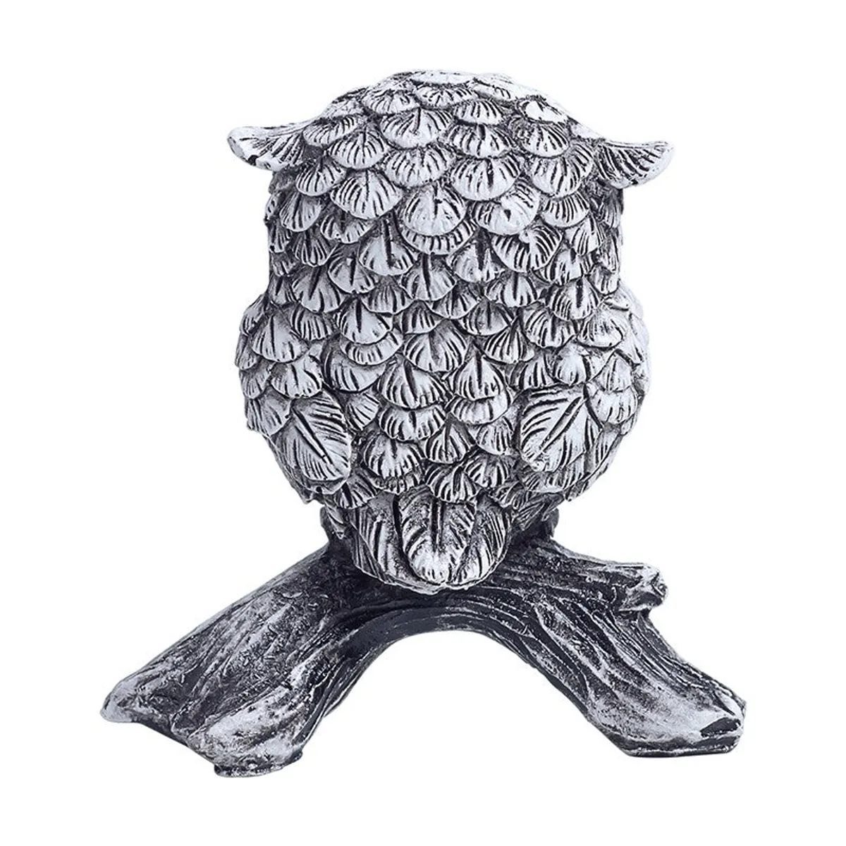 Rear view showing the textured feather detail and branch-style base